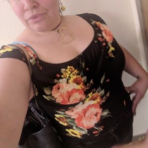 Black floral bodysuit